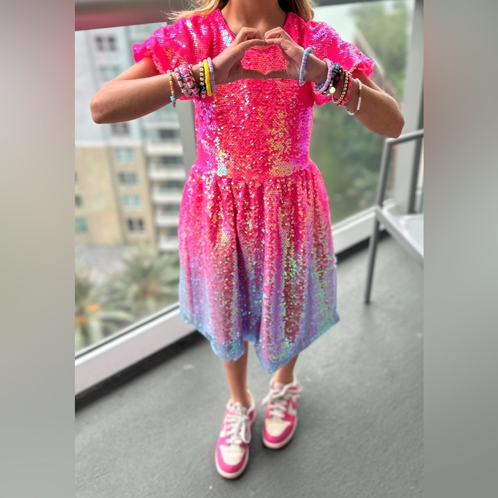 Lola + The Boys Pink and Blue Sequin Dress